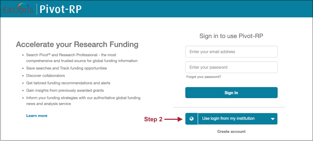 Pivot Tool Sign In screenshot