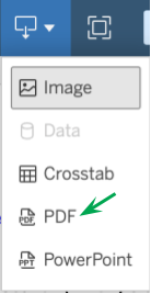 image of file download drop down box select PDF 