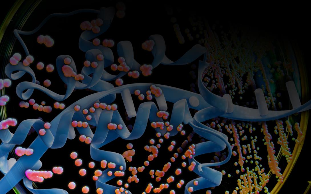 AI image of computer model of yeast under microscope