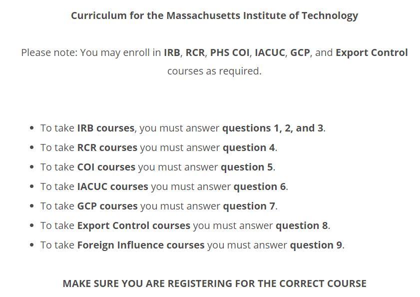 citi curriculum screen